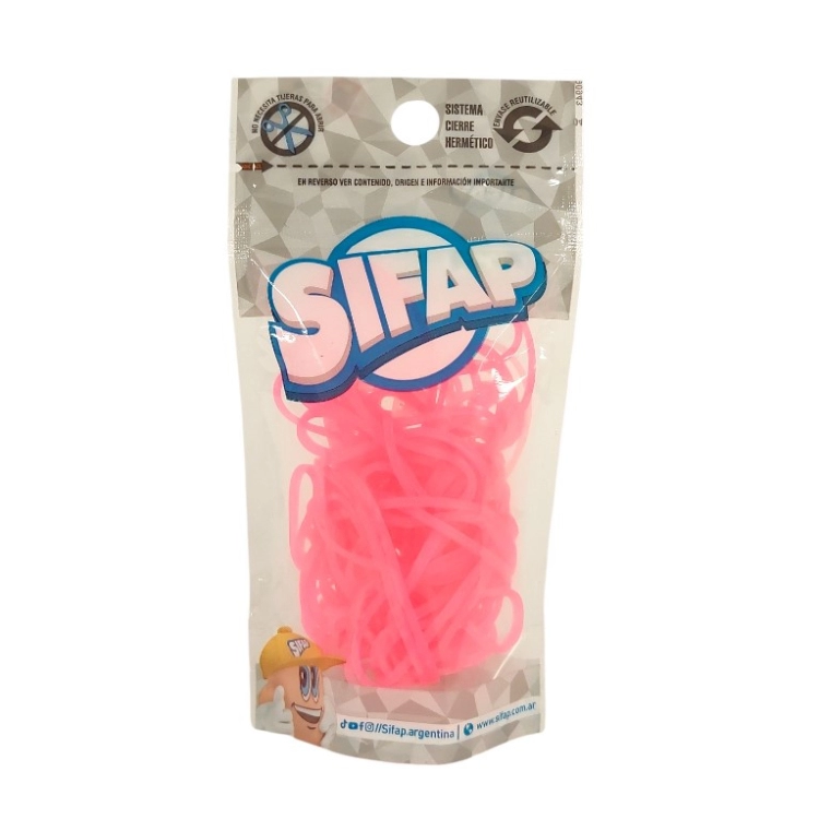 Bandas Elasticas de Caucho Sifap Rosa Fluo x 16grs Art.88169